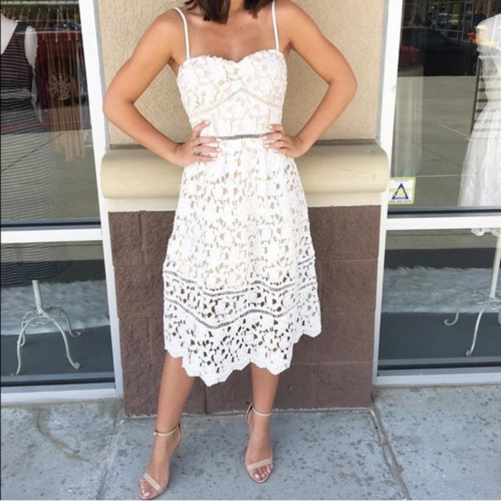 White Lace crochet cocktail bridal dress
